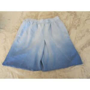 Champion Mens XL Blue Ombre Fleece Sweat Shorts Raw Hem Elastic Waist Pockets